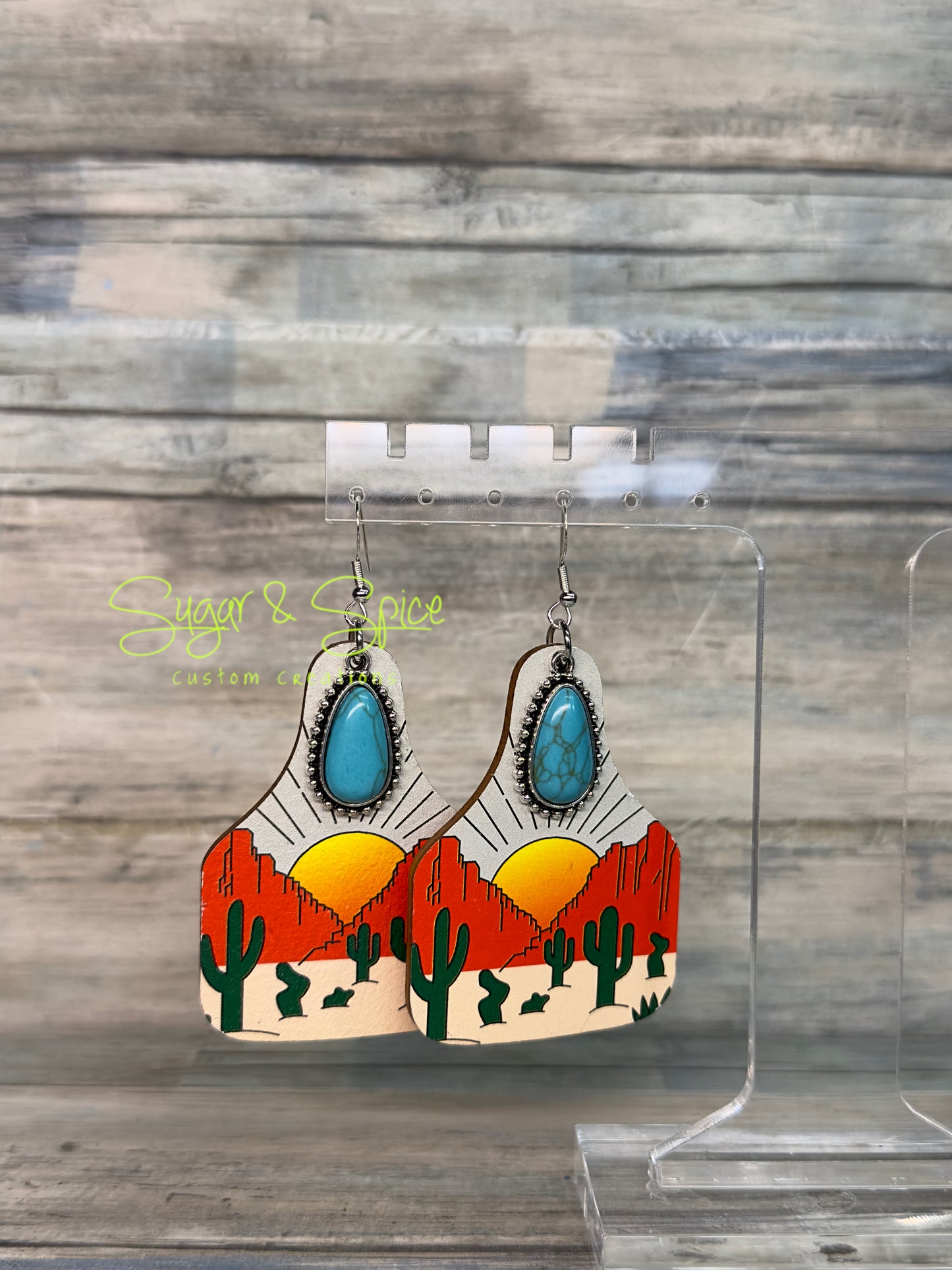 Wooden Western Teardrop Earrings