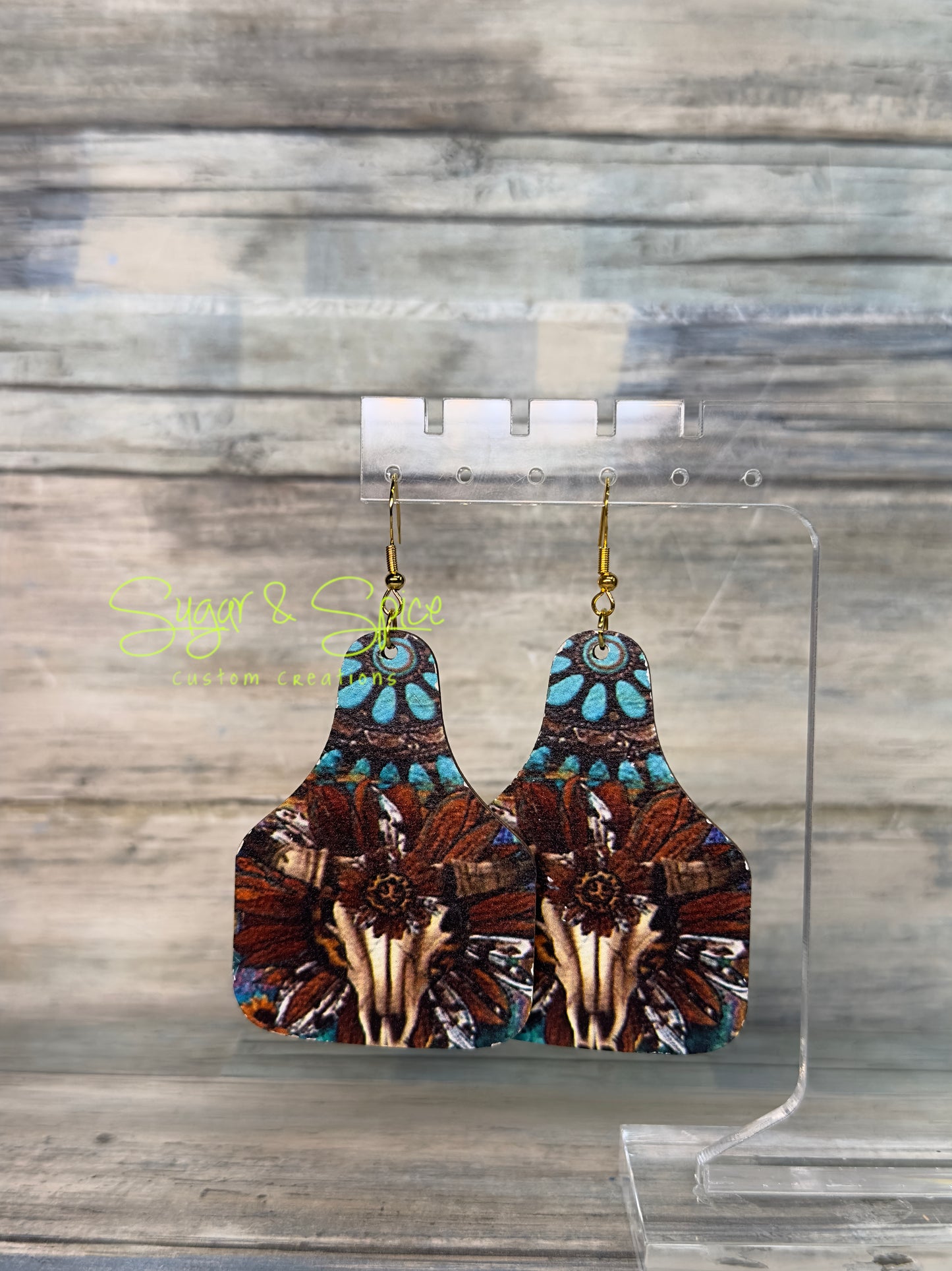 Wooden Western Teardrop Earrings