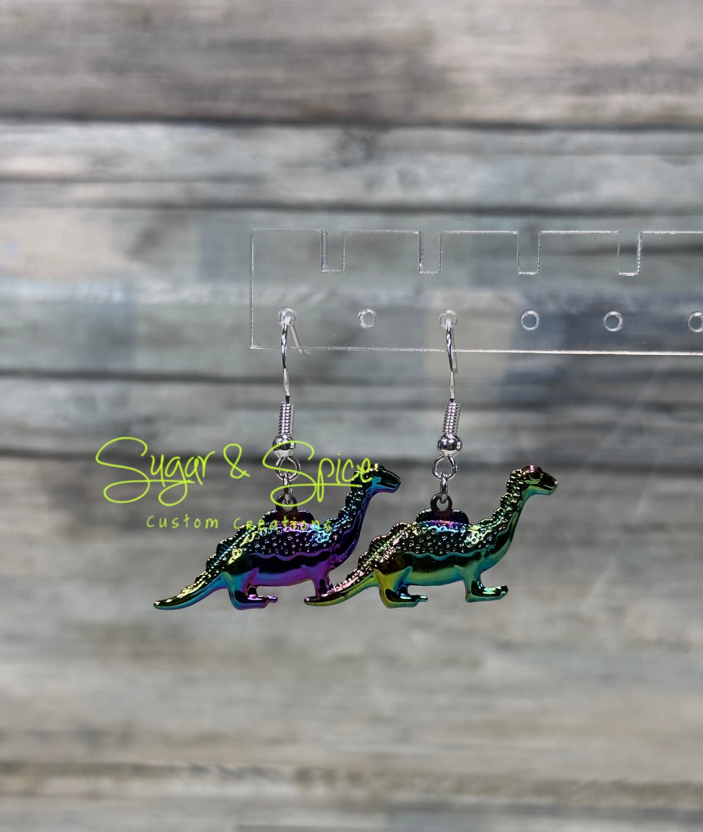 Mini Iridescent Dinosaur Earrings