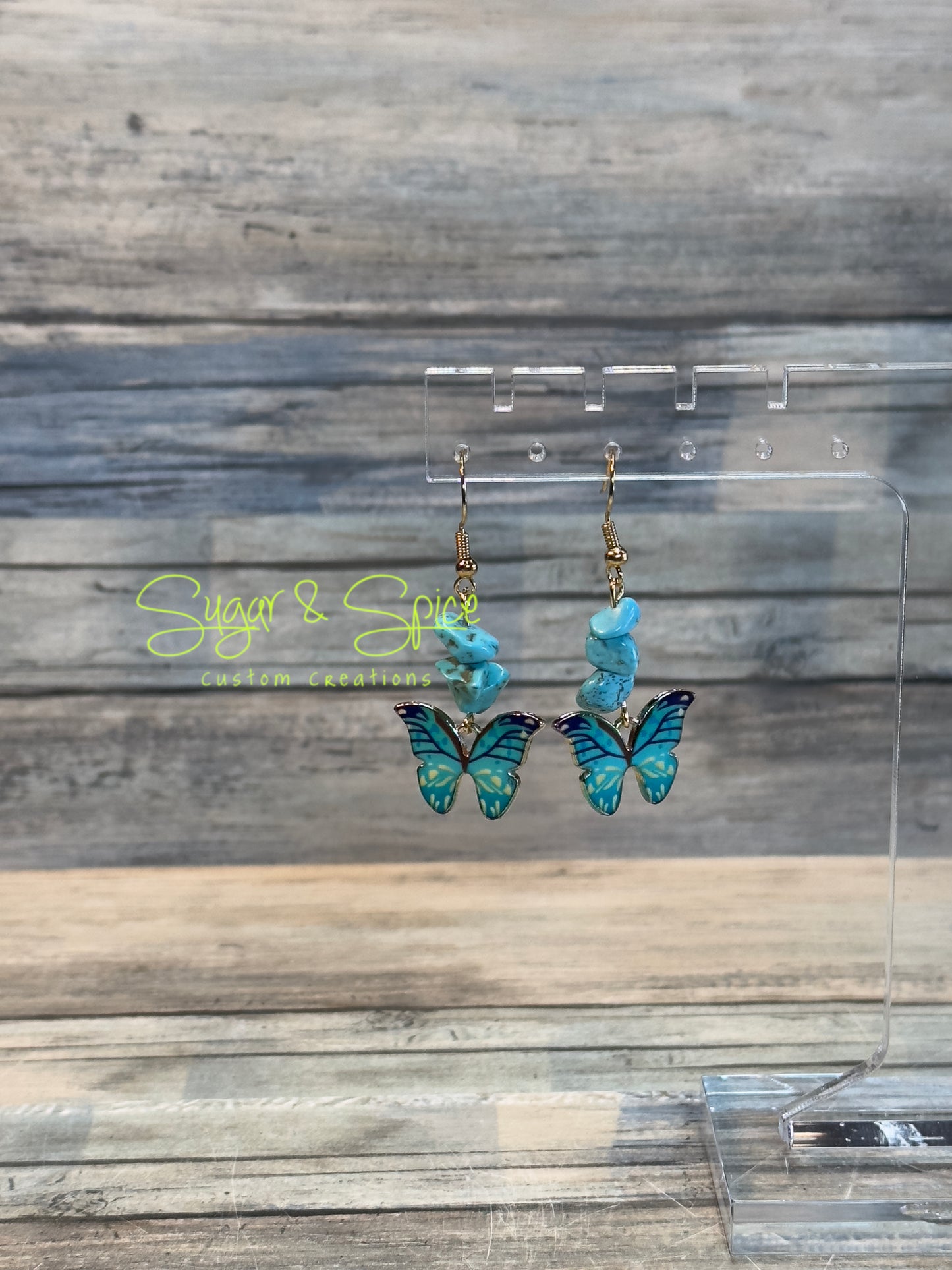 Small Butterfly Earrings with a Gemstone