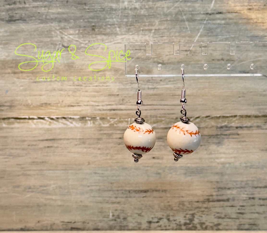 Ceramic Sport Ball Earrings