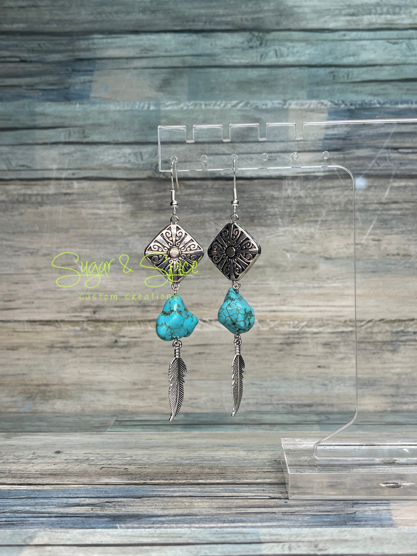Turquoise and Howlite Nugget Strand Earrings