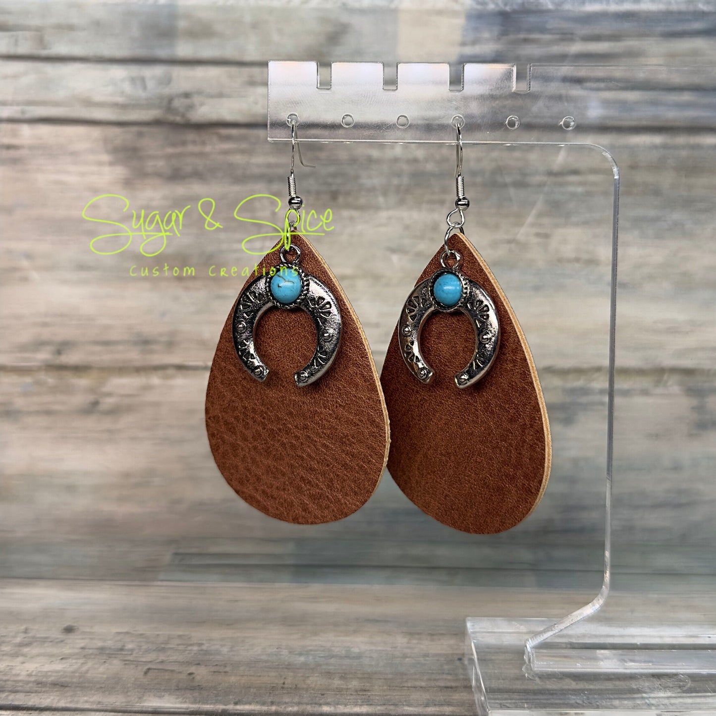 Various Faux Leather Western Teardrop Earrings