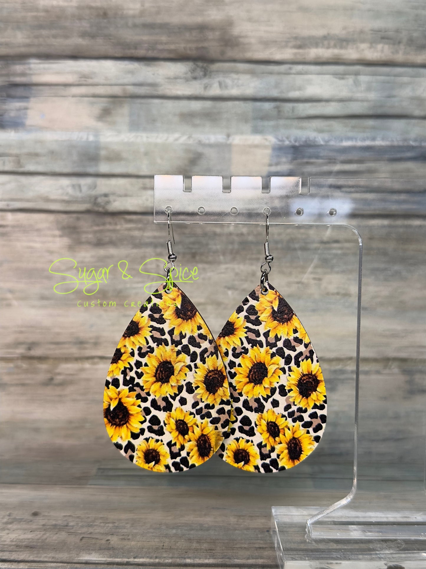 Wooden Western Teardrop Earrings