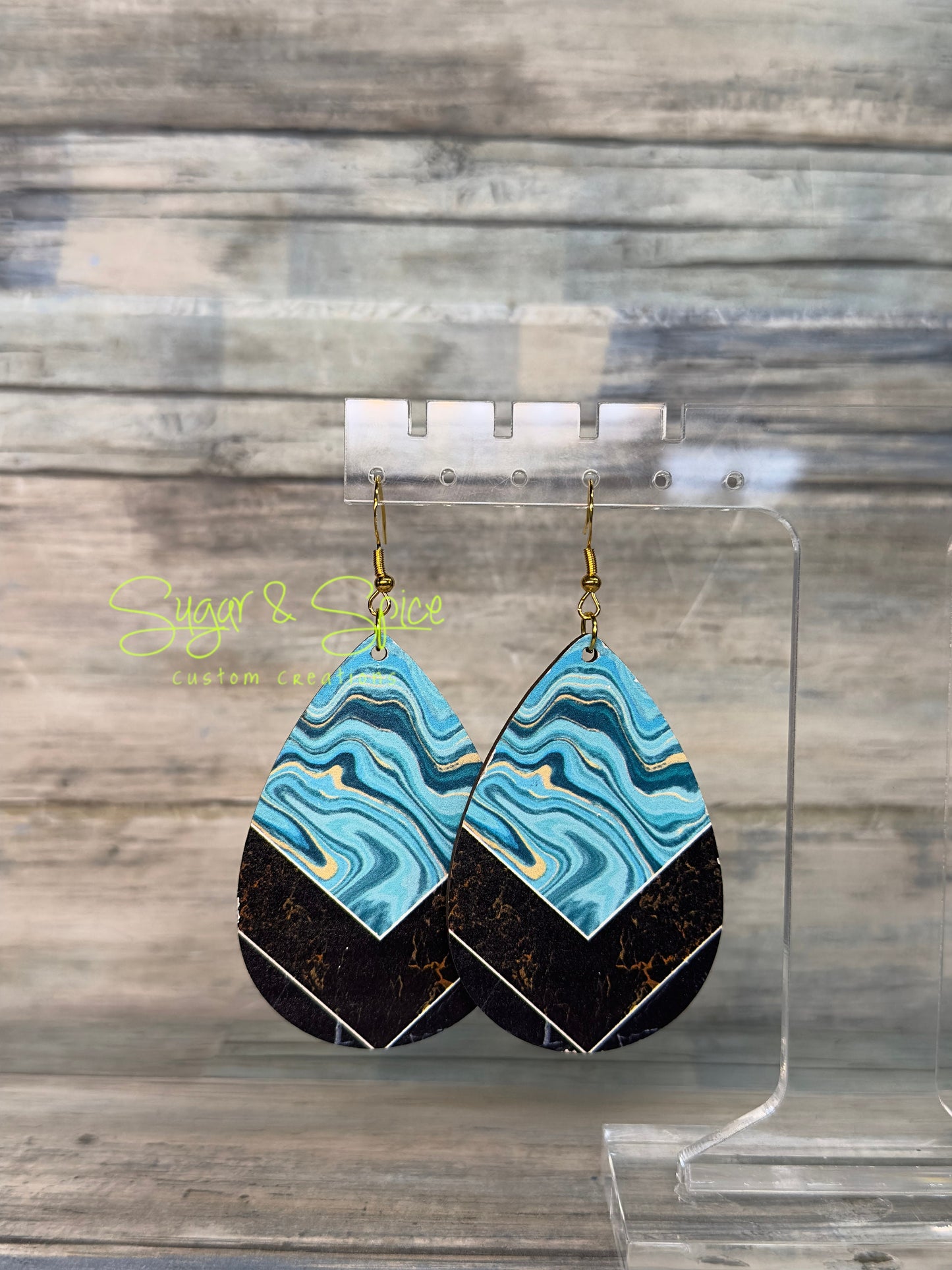 Wooden Western Teardrop Earrings