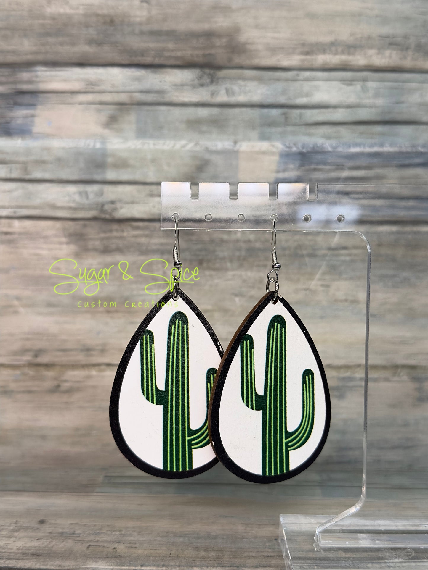 Wooden Western Teardrop Earrings