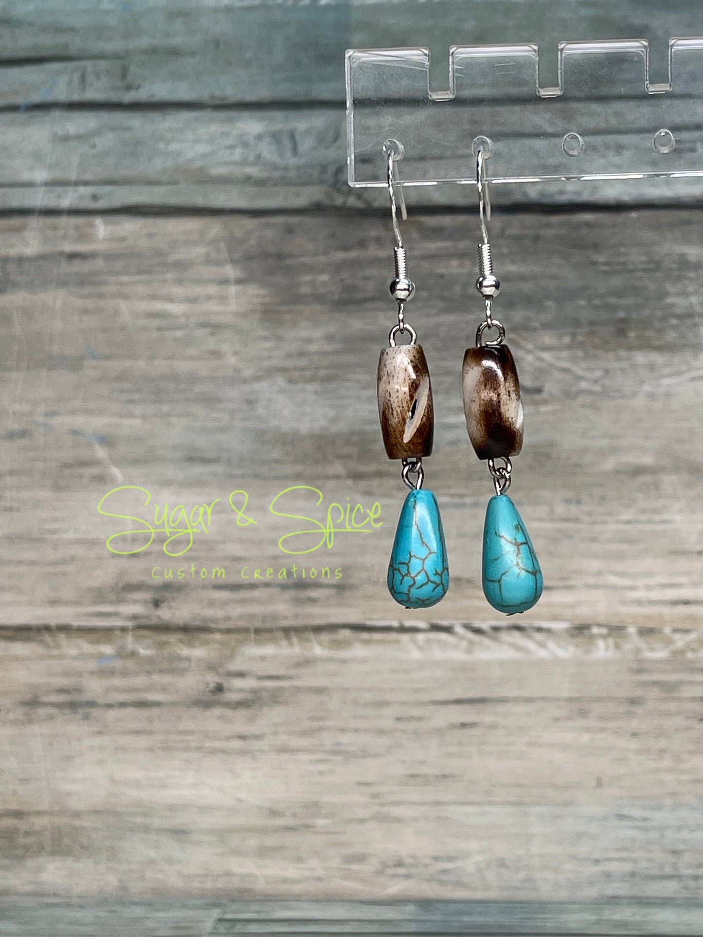 Various Jasper, Bone and Turquoise Dangle Earrings