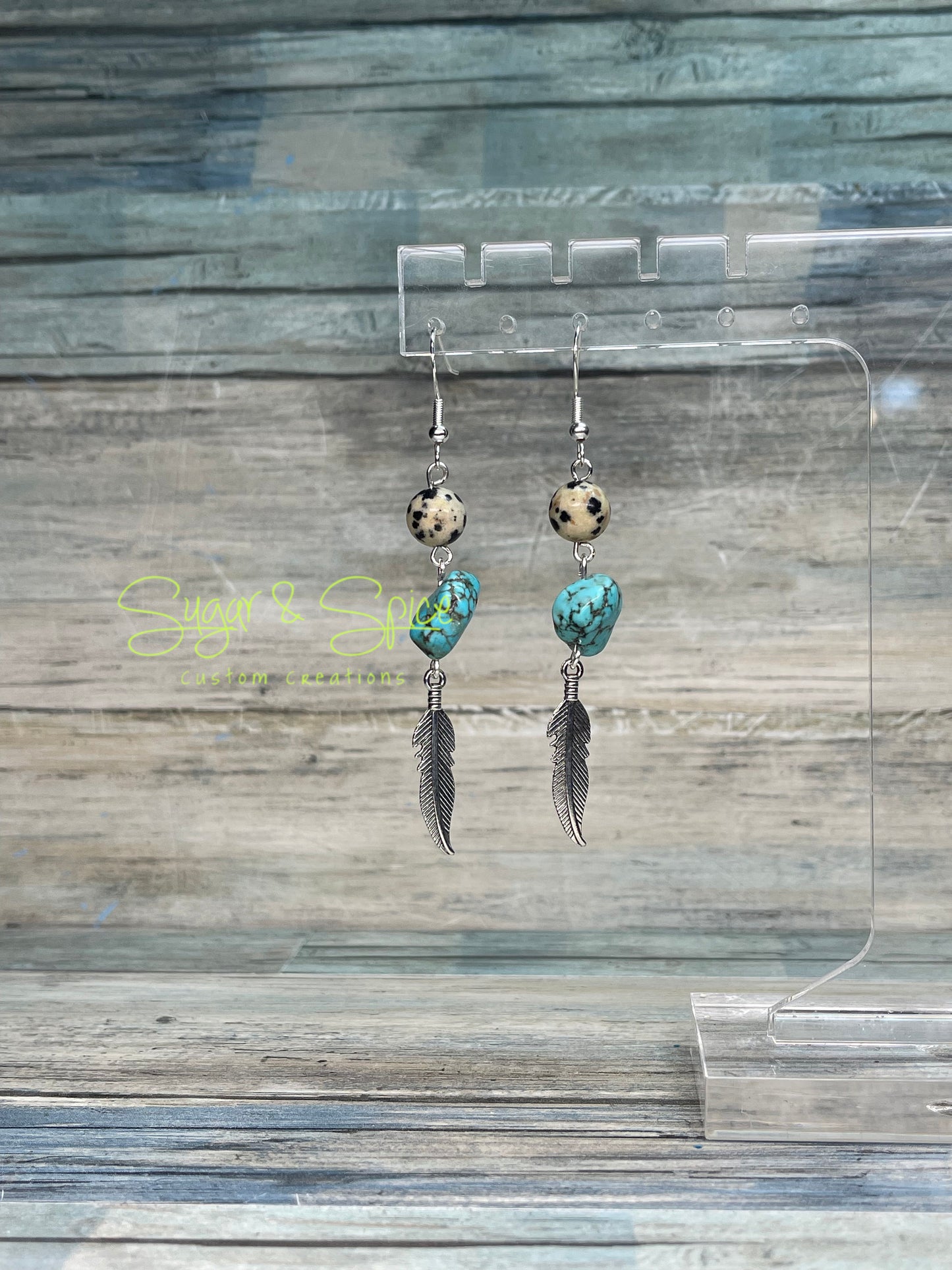 Various Jasper, Bone and Turquoise Dangle Earrings