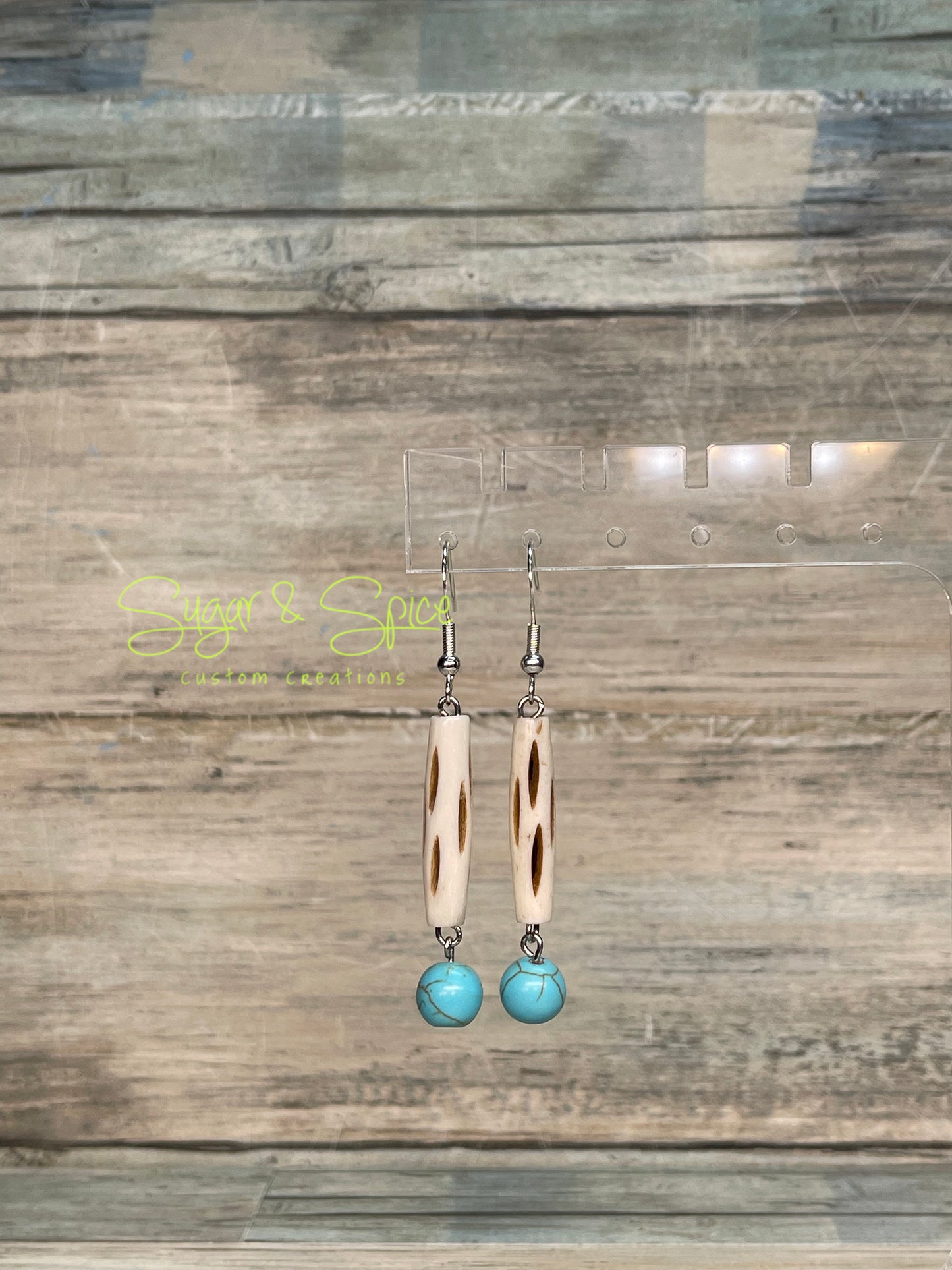 Various Jasper, Bone and Turquoise Dangle Earrings