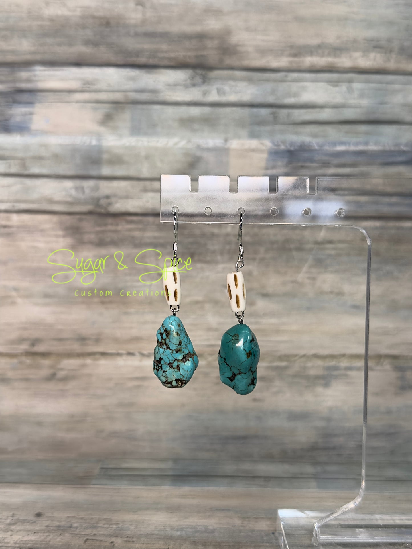 Various Jasper, Bone and Turquoise Dangle Earrings