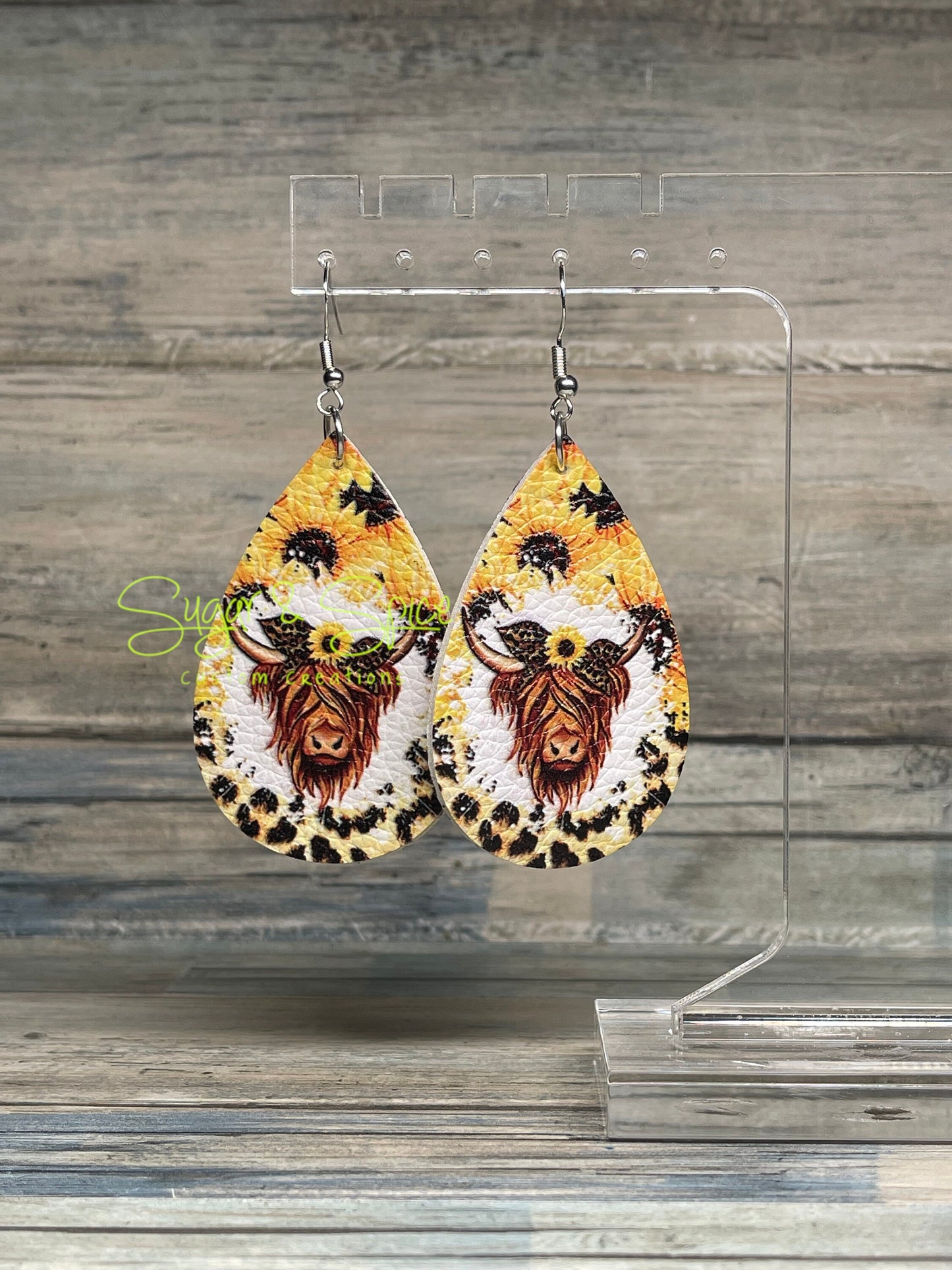 Highland Cow/Boot Faux Leather Earrings