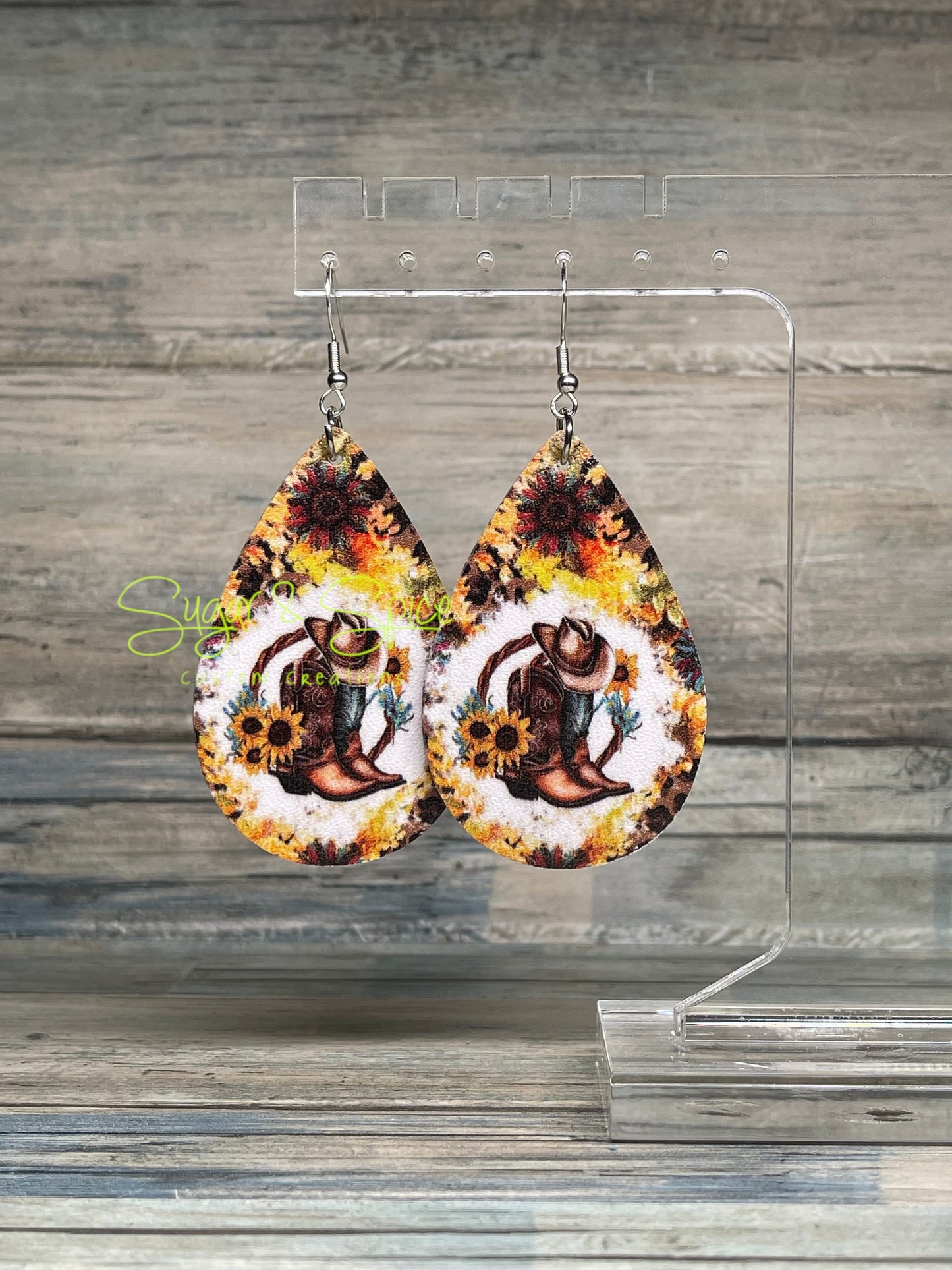 Highland Cow/Boot Faux Leather Earrings