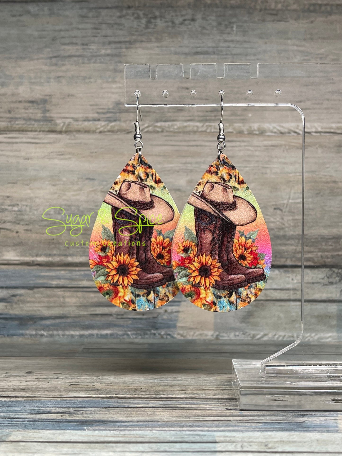 Highland Cow/Boot Faux Leather Earrings