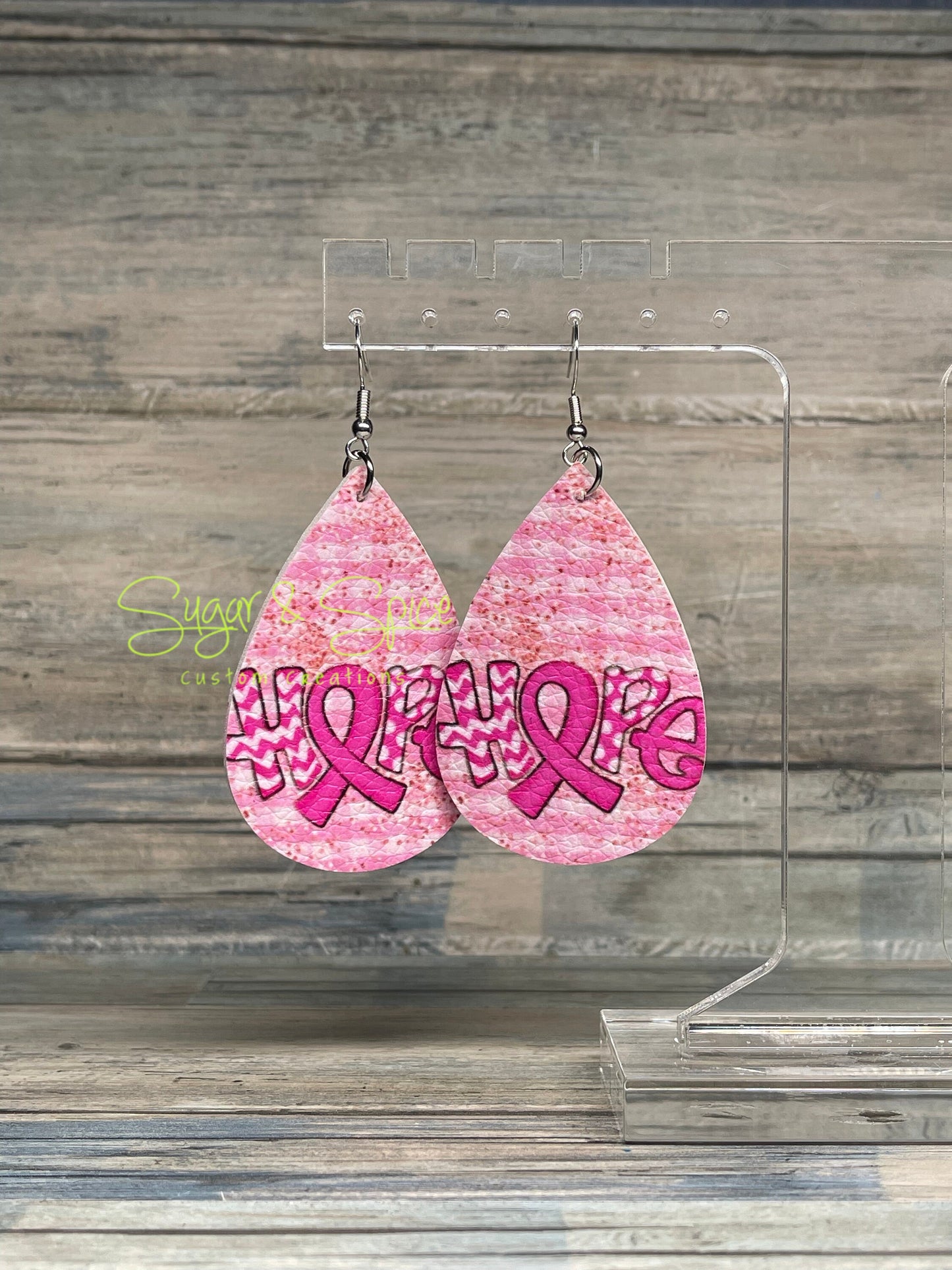 Breast Cancer/ Faith Faux Leather Earrings