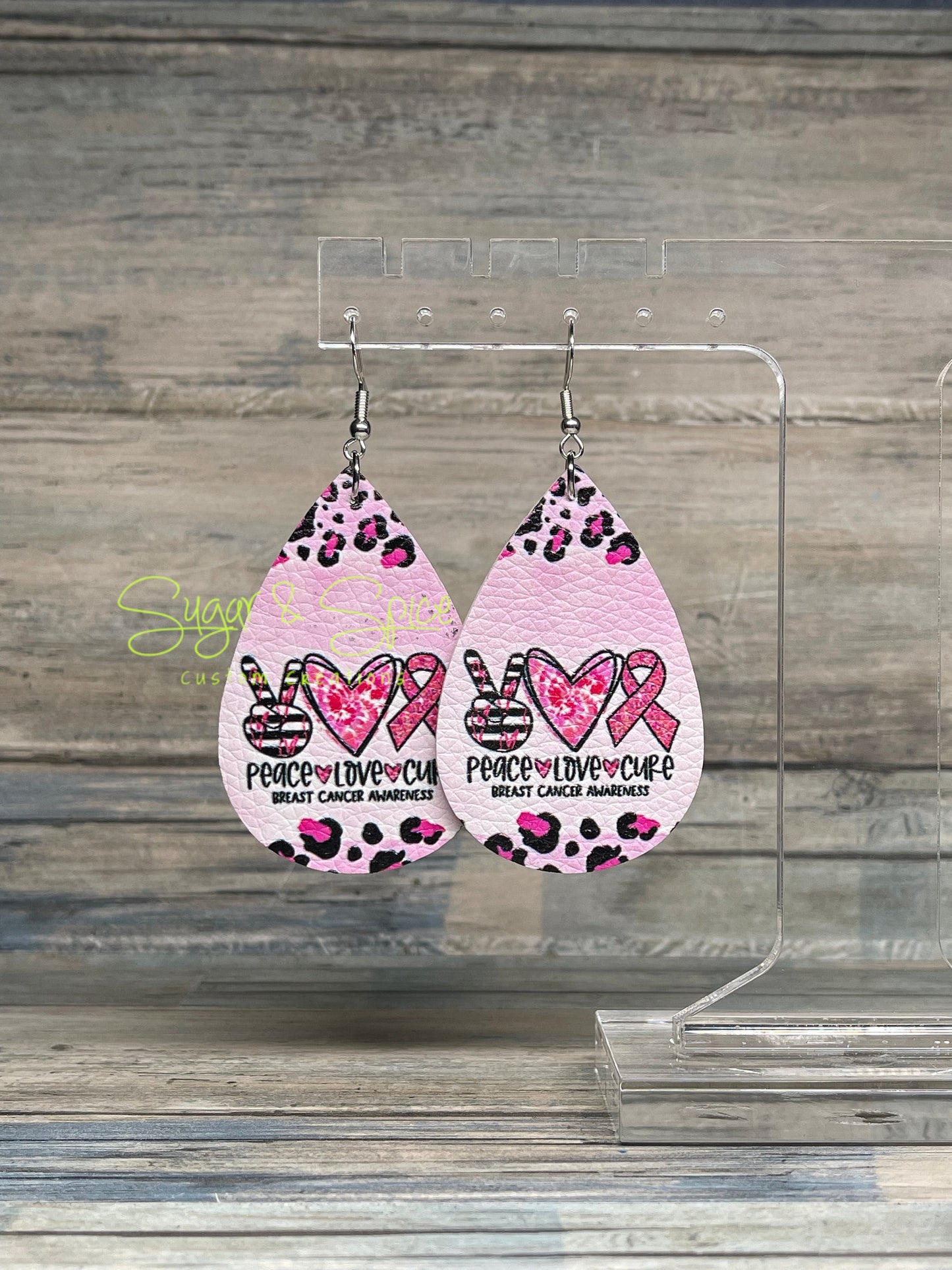 Breast Cancer/ Faith Faux Leather Earrings
