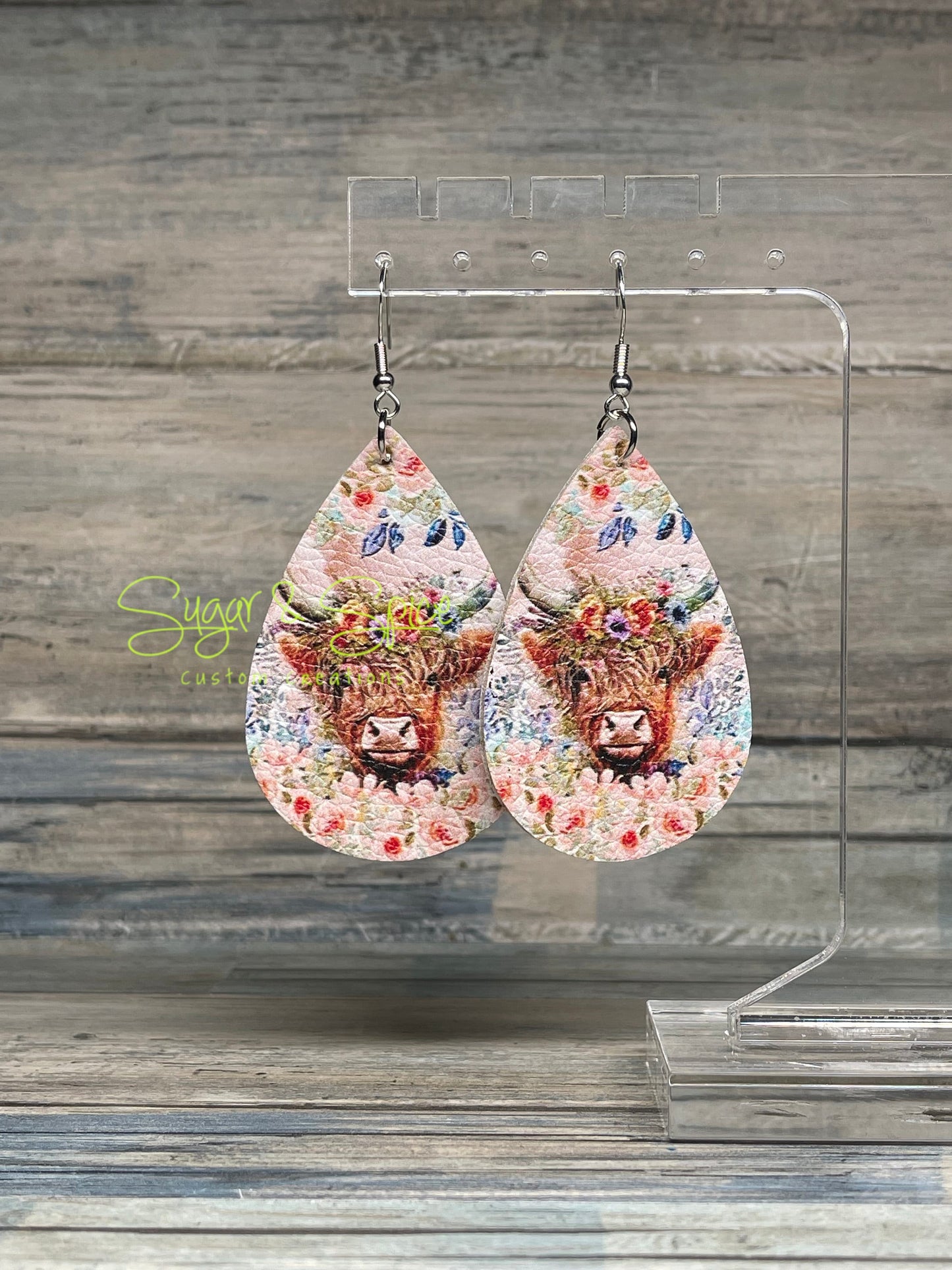 Highland Cow/Boot Faux Leather Earrings