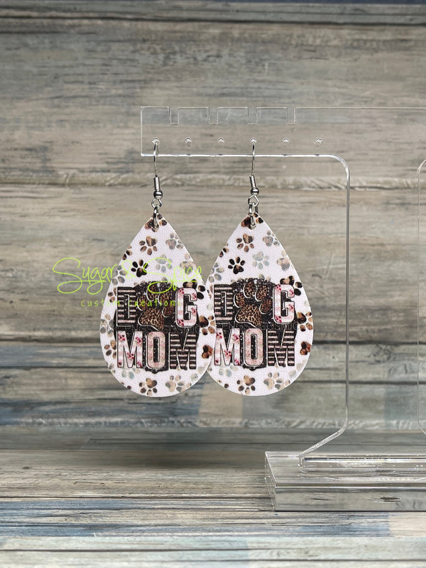 Dog Mom Faux Leather Earrings