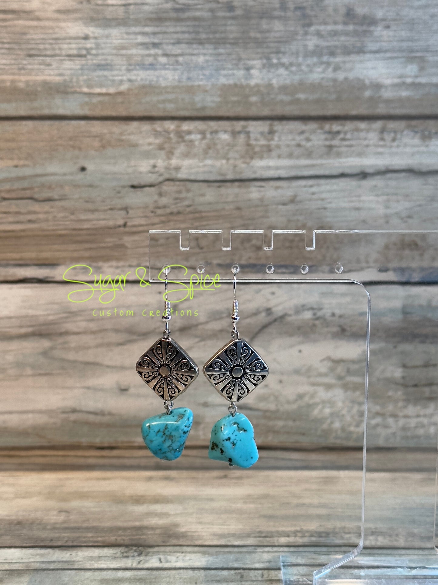 Turquoise and Howlite Nugget Strand Earrings