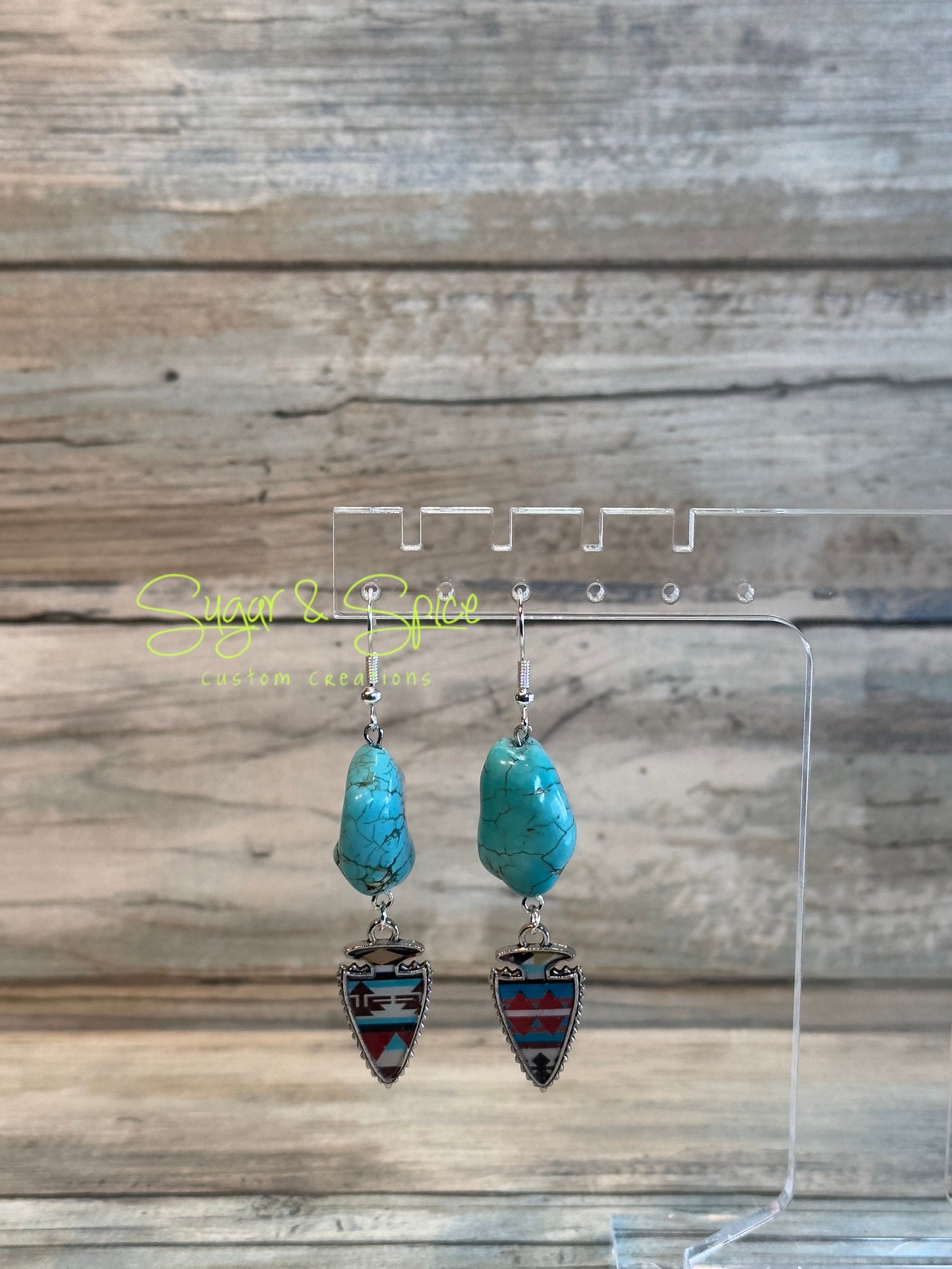 Turquoise and Howlite Nugget Strand Earrings