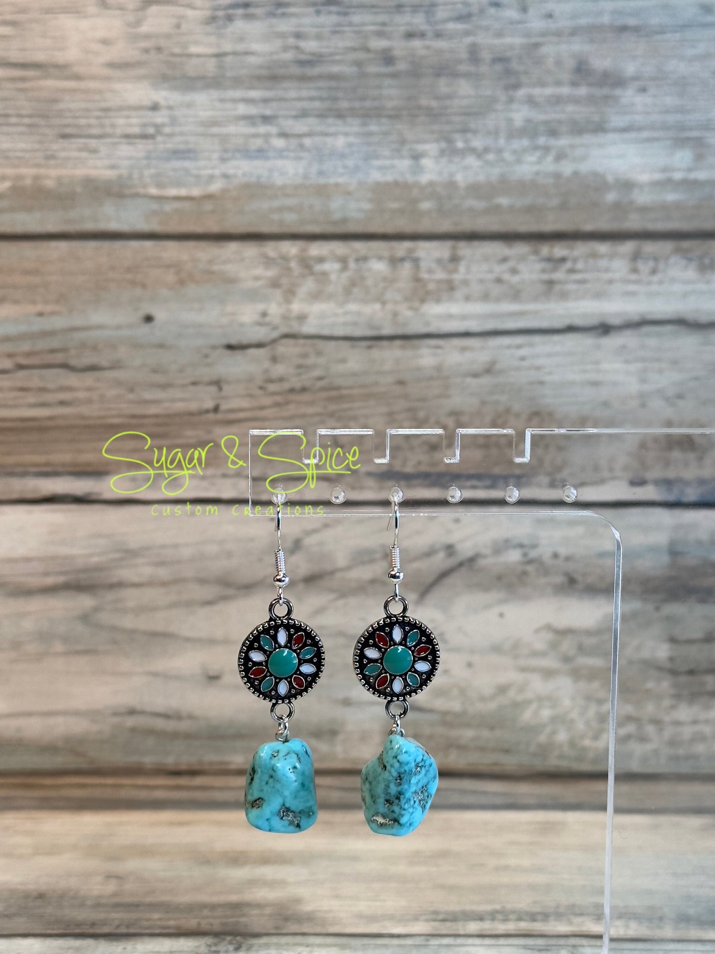Turquoise and Howlite Nugget Strand Earrings