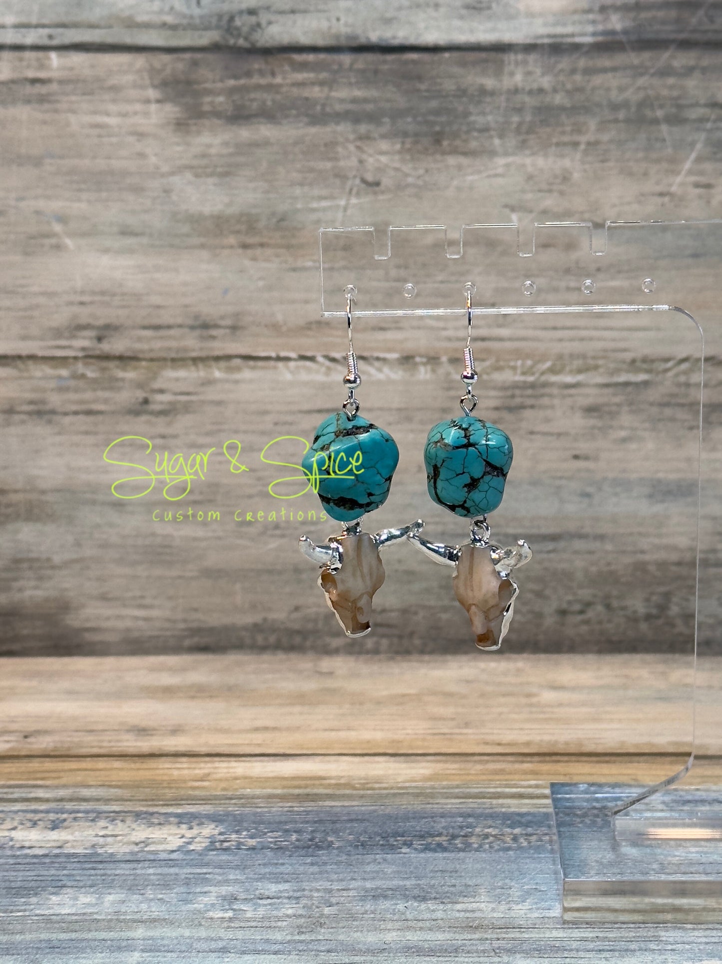 Turquoise and Howlite Nugget Strand Earrings