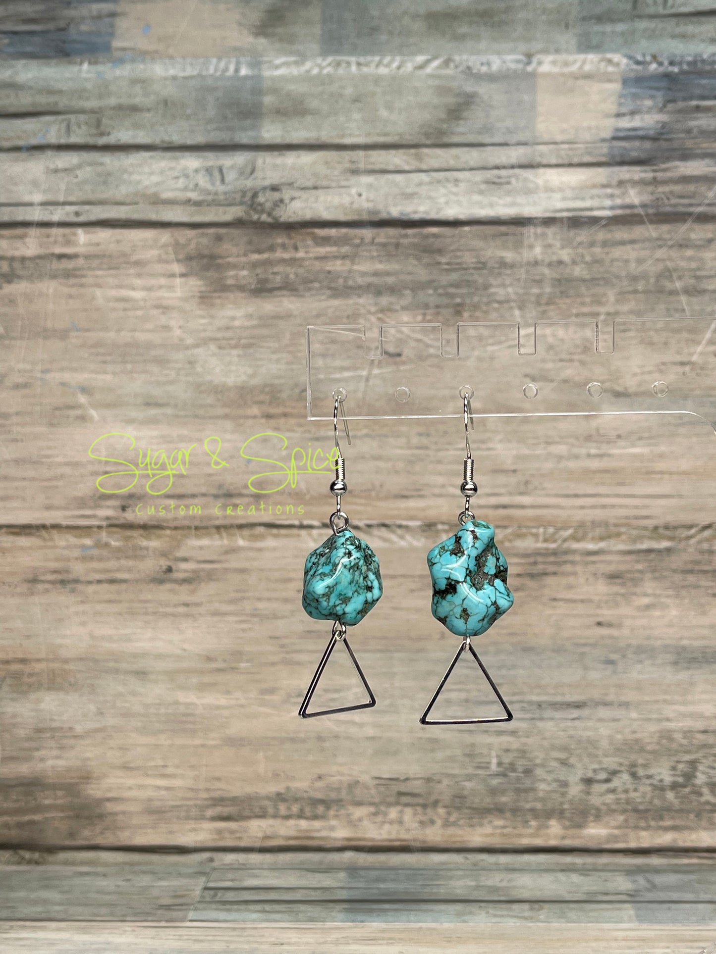 Turquoise and Howlite Nugget Strand Earrings