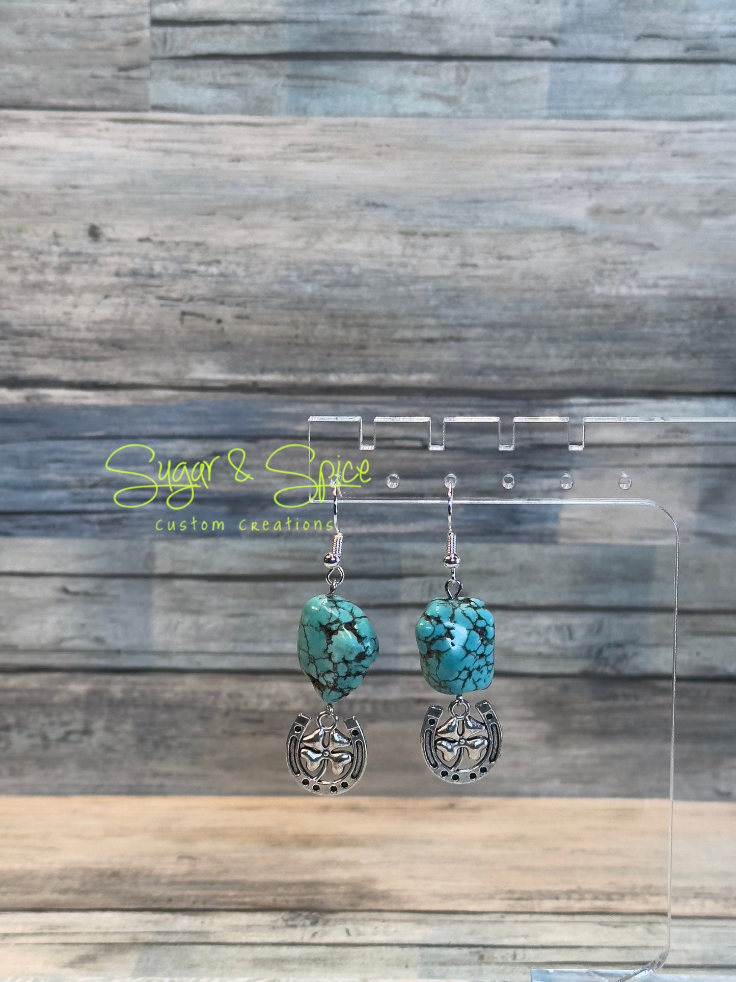 Turquoise and Howlite Nugget Strand Earrings