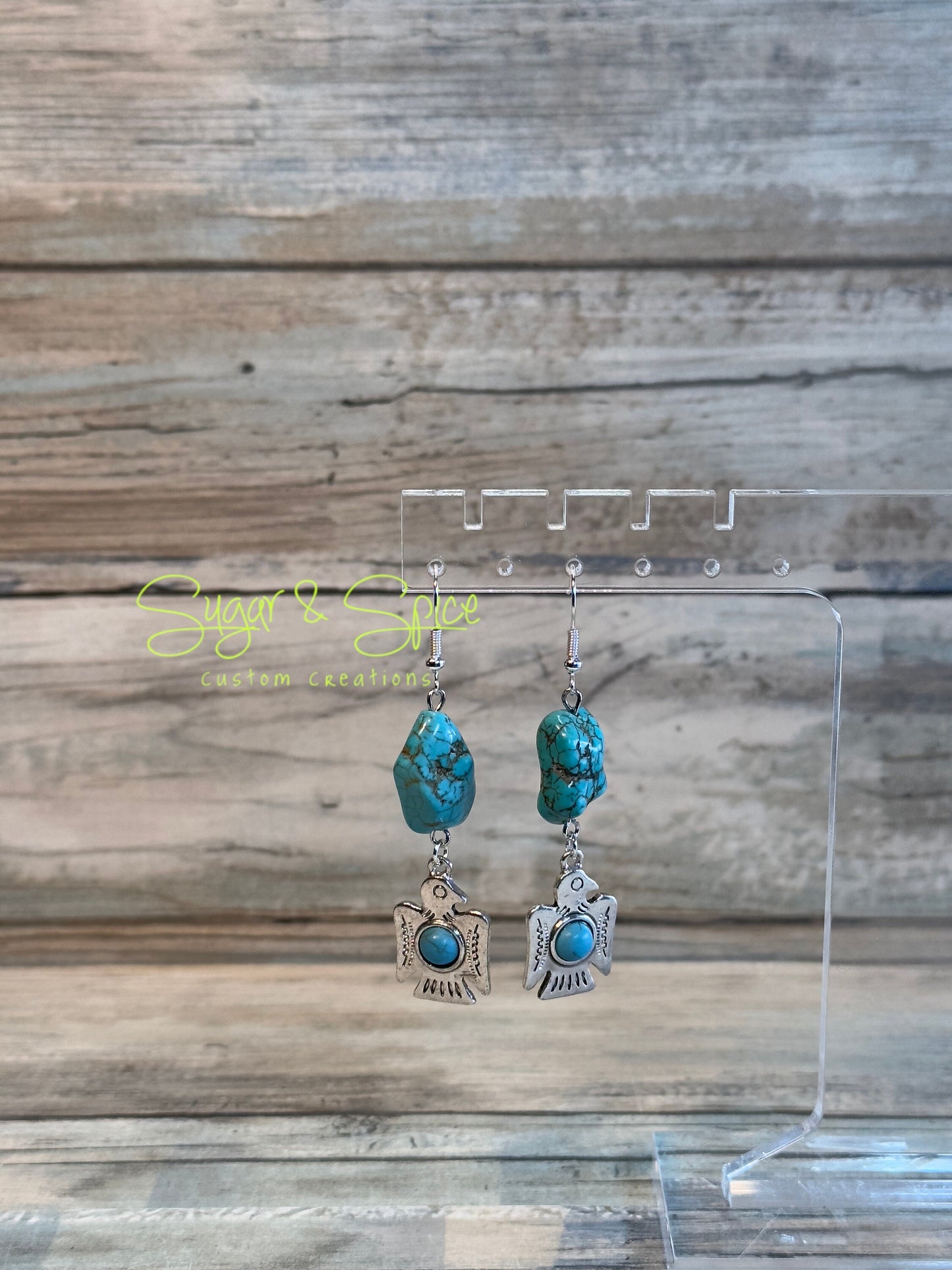 Turquoise and Howlite Nugget Strand Earrings