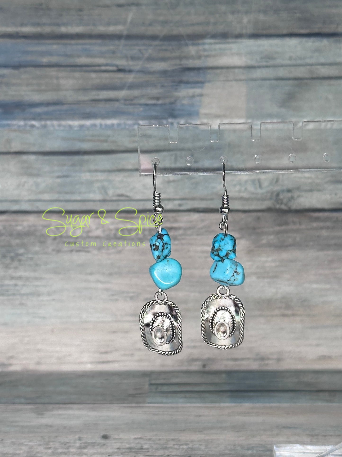 Turquoise and Howlite Nugget Strand Earrings