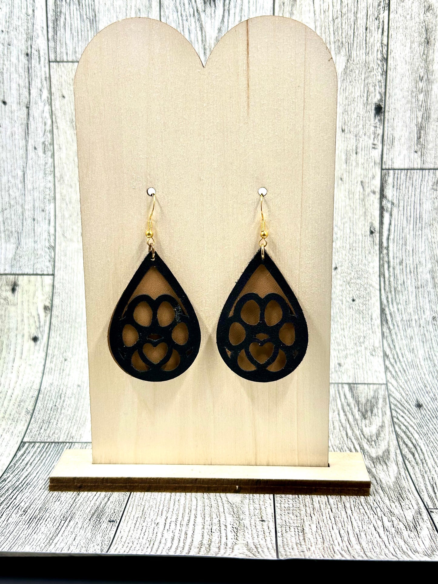 Faux Leather Paw Print Earrings