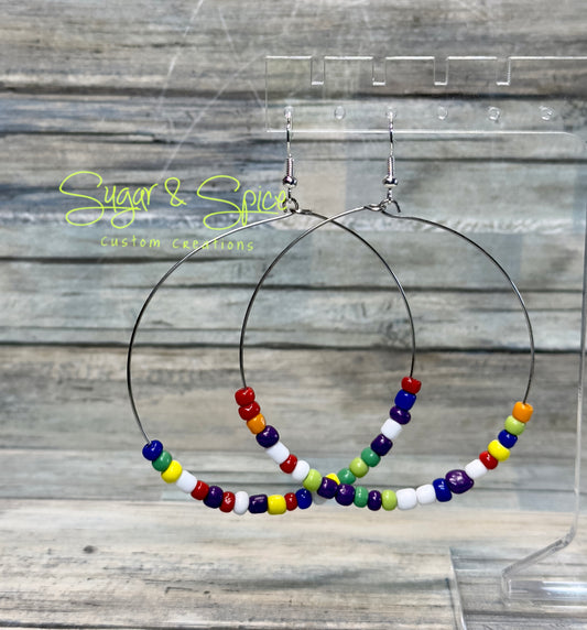 Happy Hippie Rainbow Sprinkle  Large Hoop Earrings