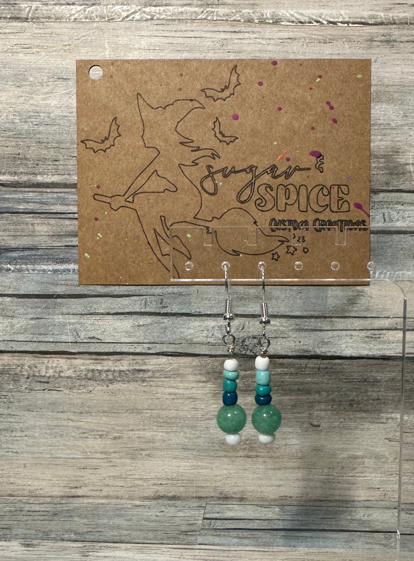 Mint Quartz Glass Bead Earrings