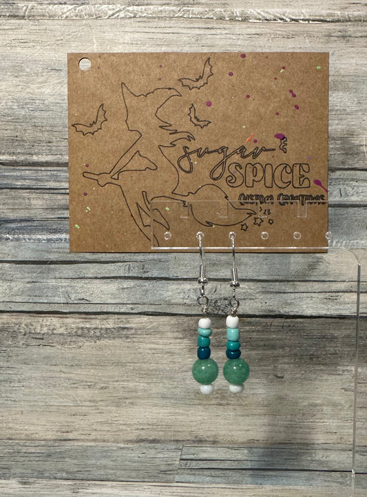 Mint Quartz Glass Bead Earrings