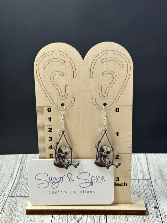 Rope Swinging Skelton Earrings