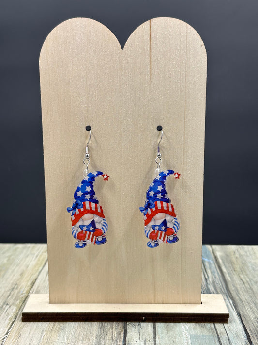 Patriotic Resin Gnome Earrings