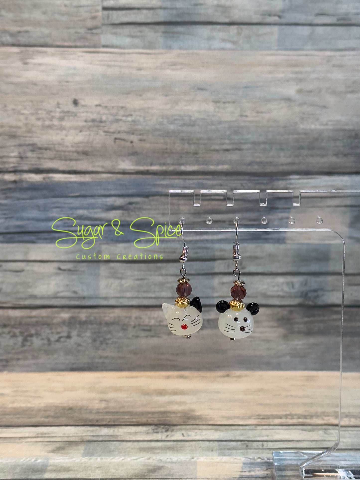 Glass Cat and/or Mouse Earrings