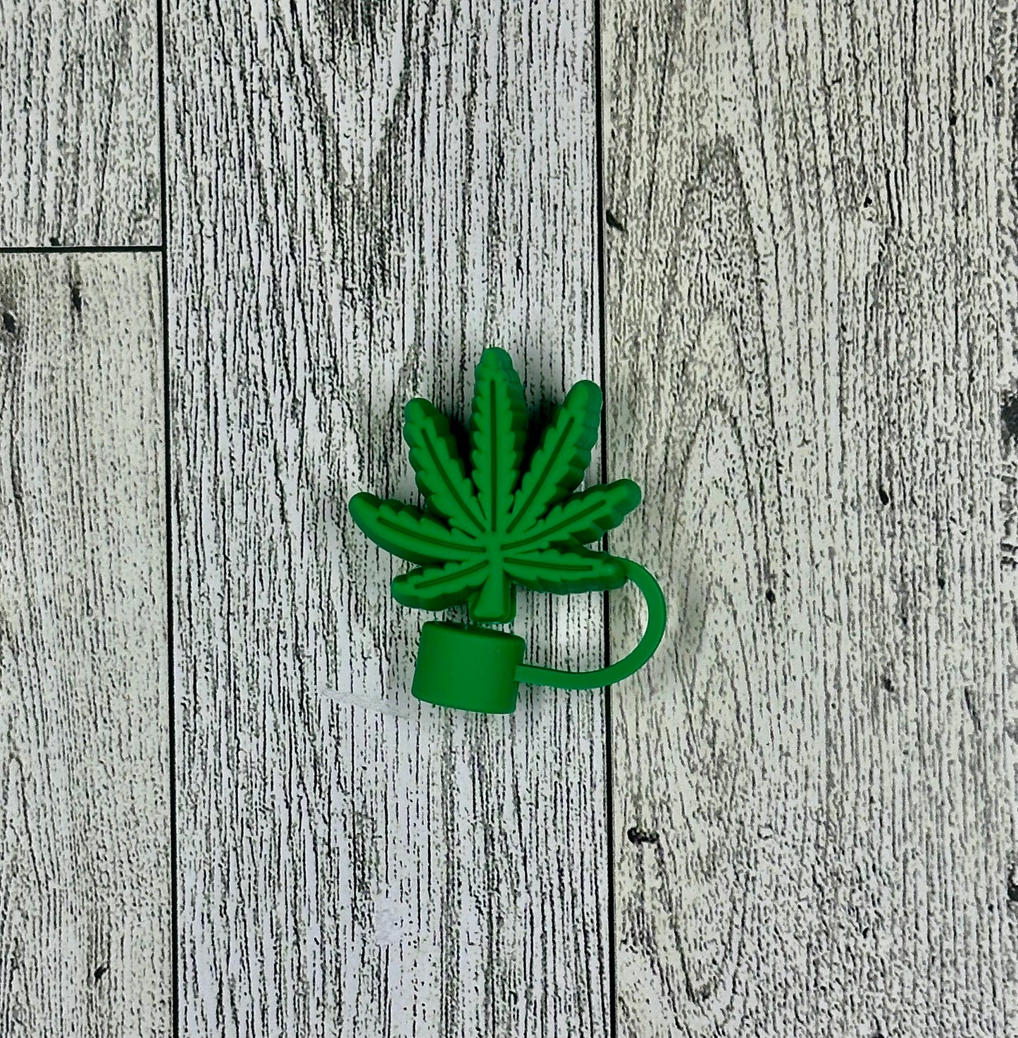 Green Weed Flower Straw Toppers