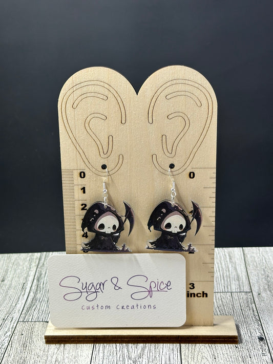 Acrylic Baby Grim Reaper Earrings