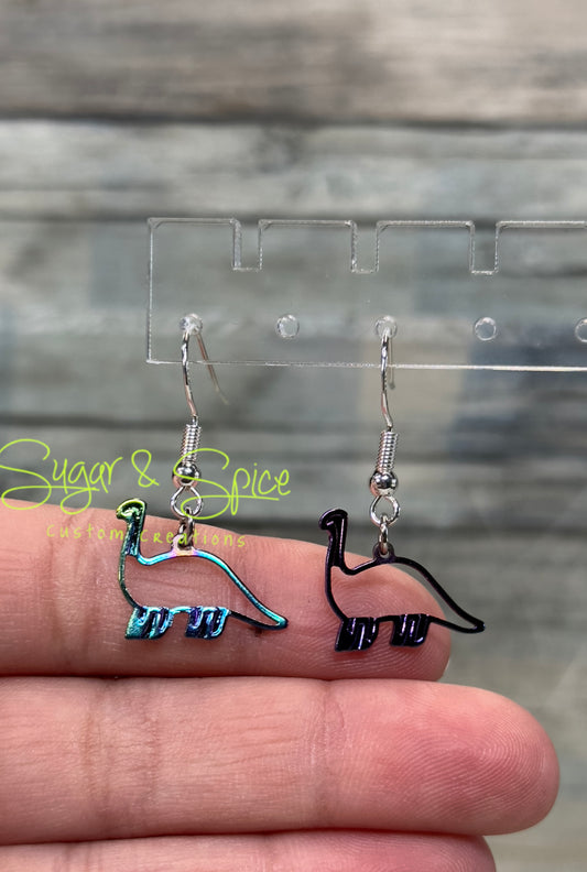 Mini Iridescent Dinosaur Earrings