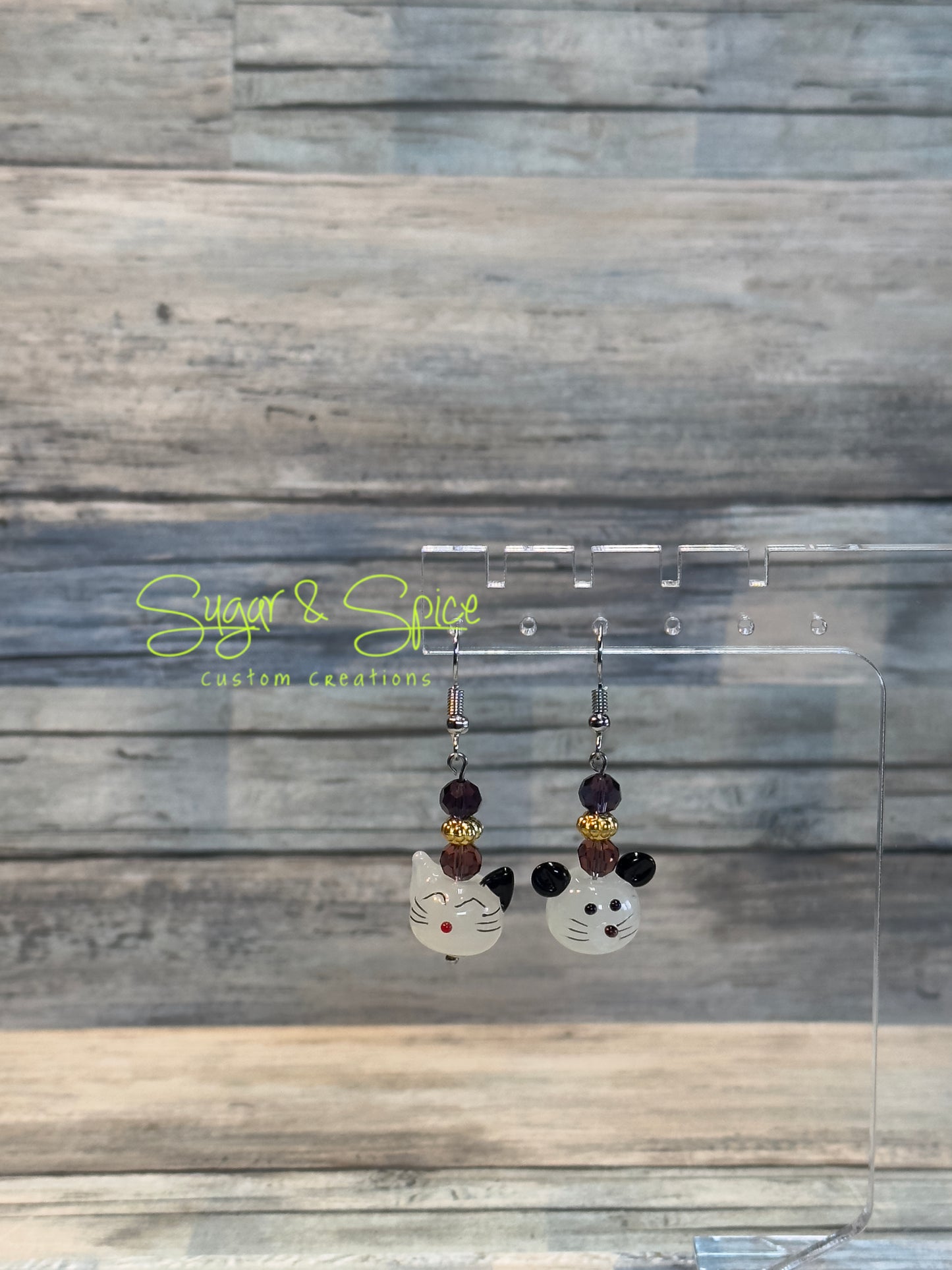 Glass Cat and/or Mouse Earrings