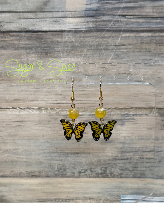 Small Butterfly Earrings with a Gemstone