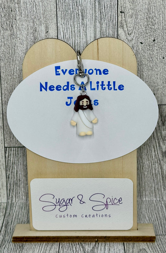 Silver Jesus Zipper Pull