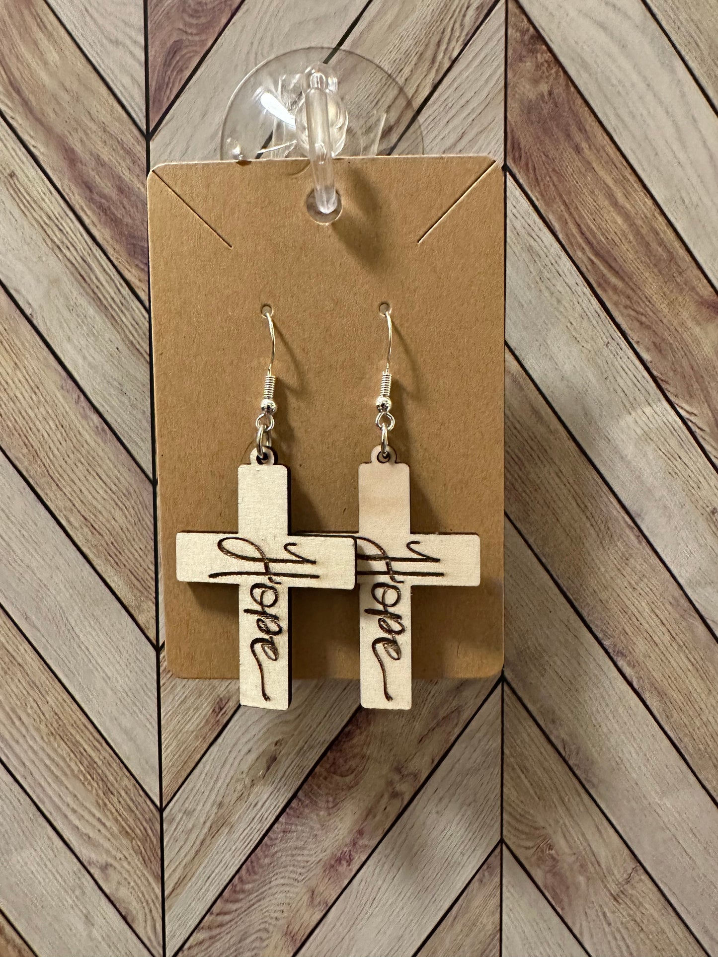 Basswood Cross Earrings