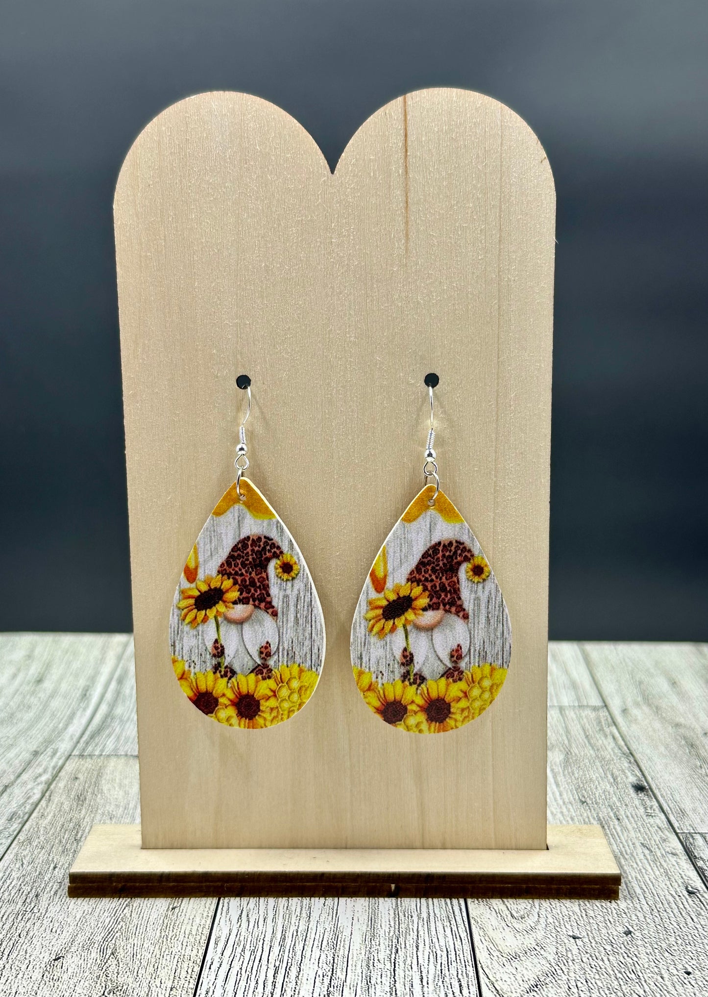 Gnome Loving Sunflower Earrings