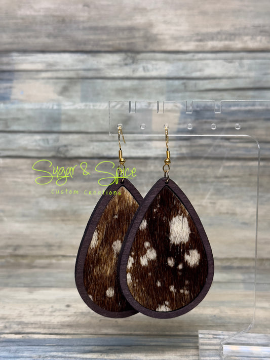 Splattered Calf Hair Oval Earrings