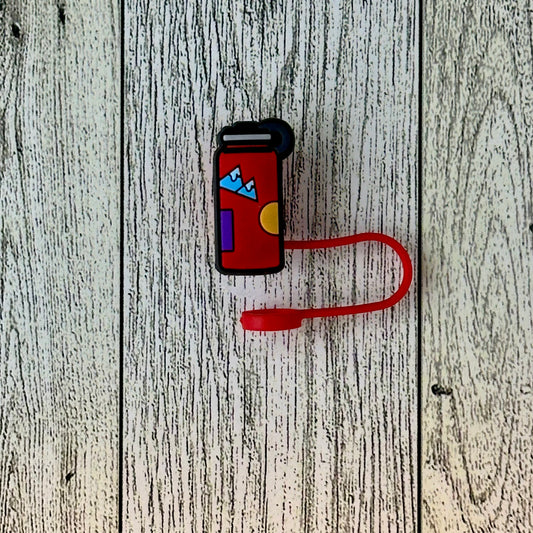 Red Thermos Bottle Straw Tooper