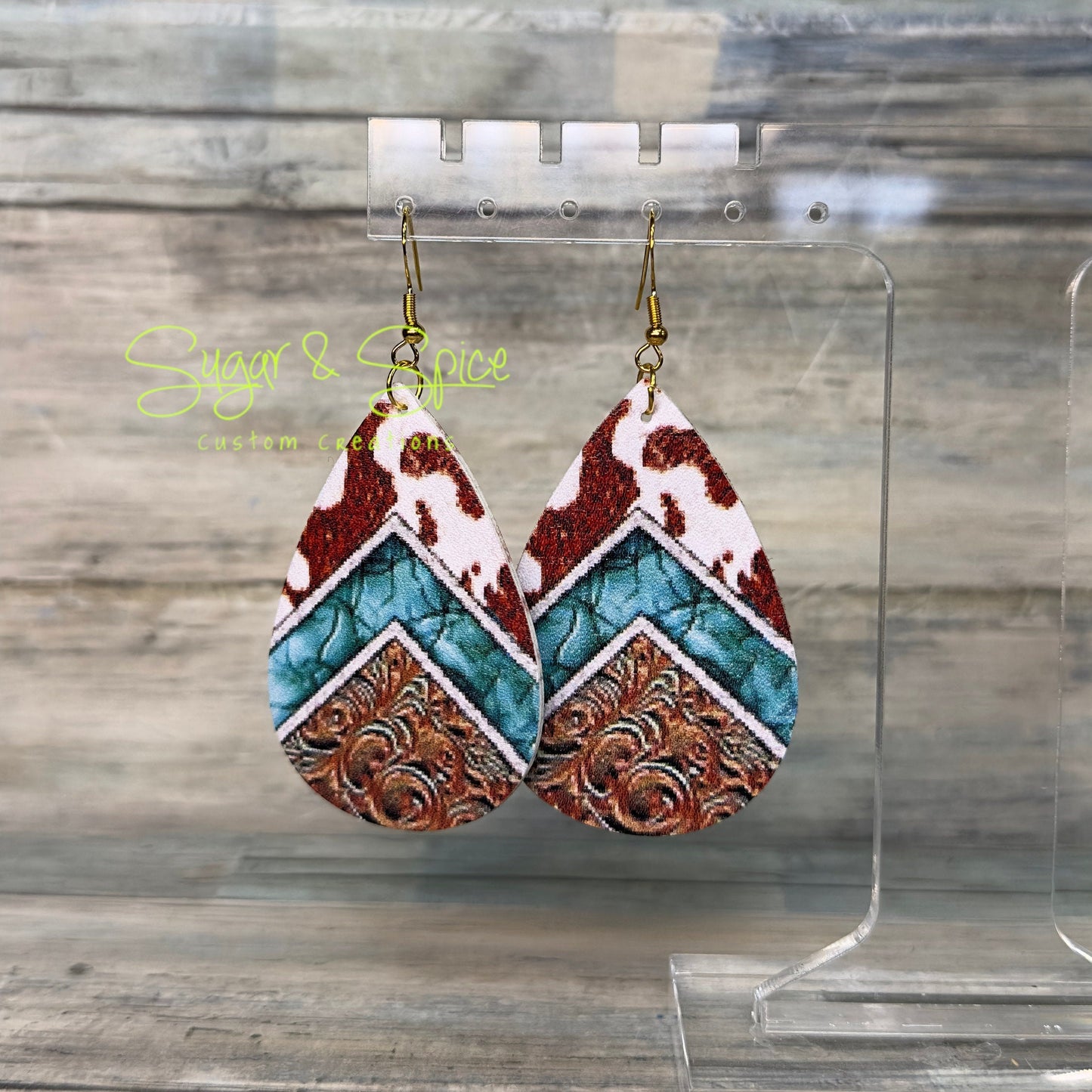 Faux Leather Teardrop Earrings