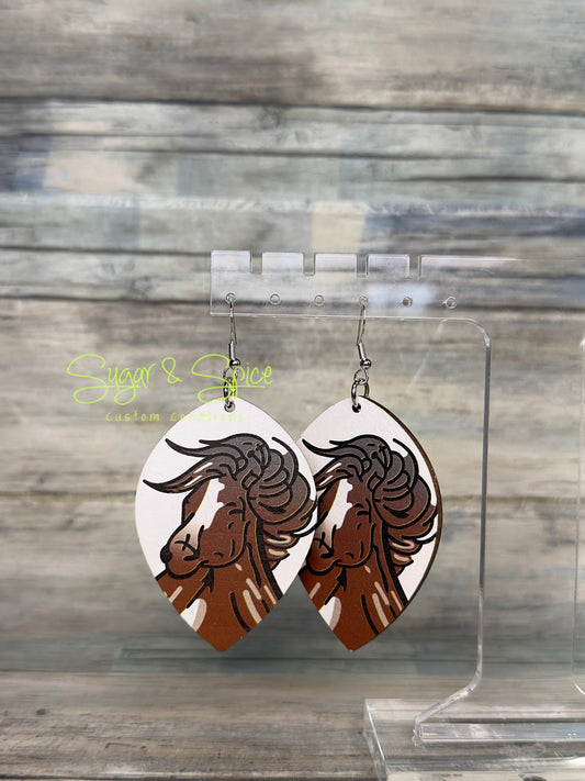 Wooden Western Teardrop Earrings