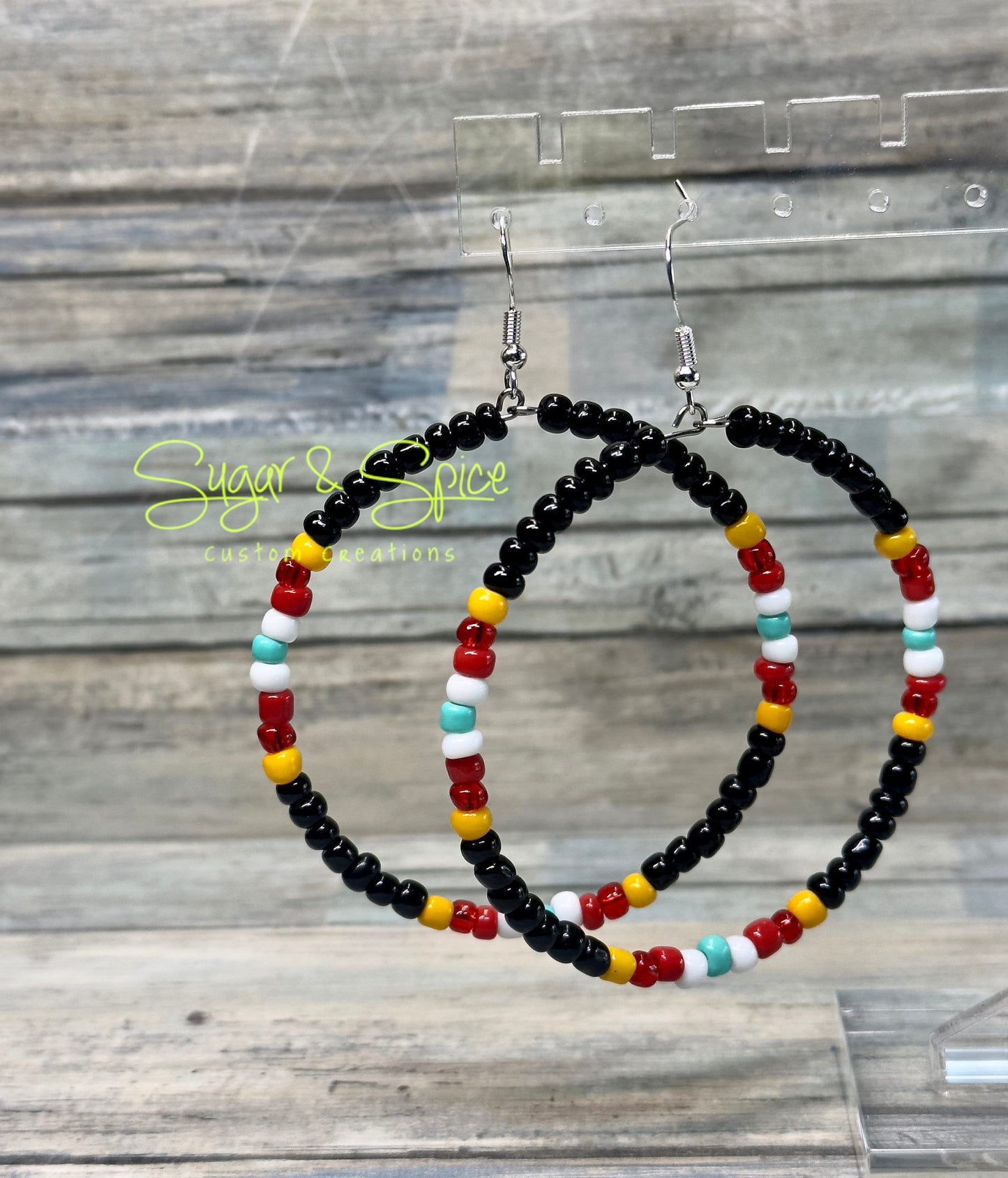 Glass Sead Bead Hoop Earrings