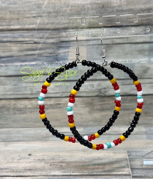Glass Sead Bead Hoop Earrings